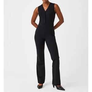 Spanx The Perfect Jumpsuit Black Sleeveless Flare Ponte Size 2X